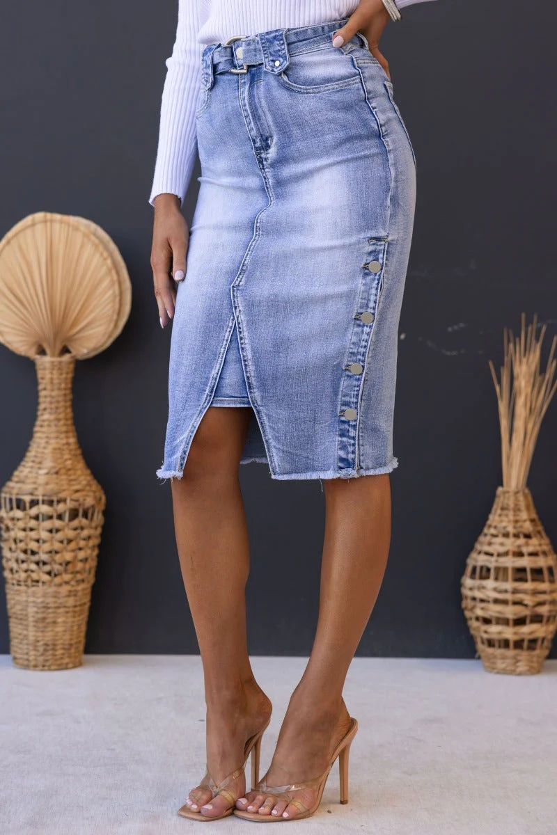 Vedie Denim Midi Skirt