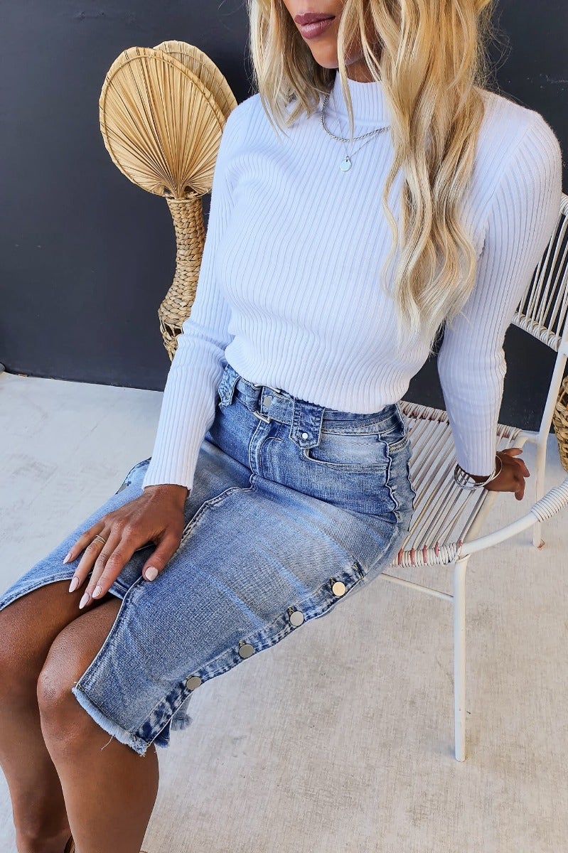 Vedie Denim Midi Skirt - Image 2