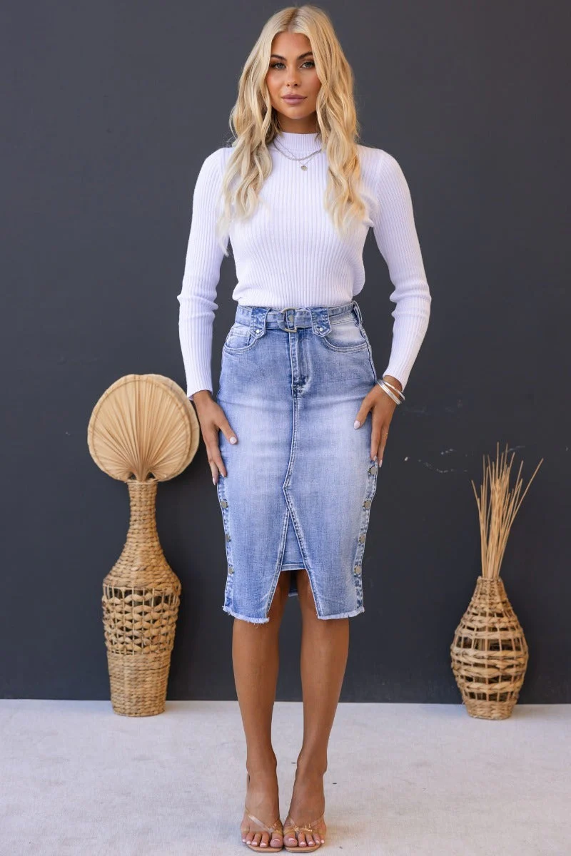 Vedie Denim Midi Skirt - Image 3