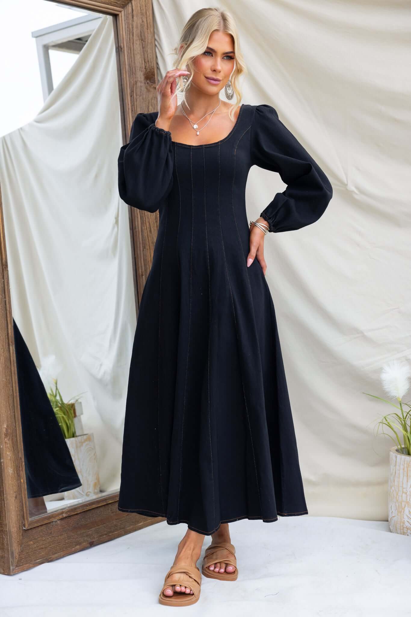 Yeva Denim Midi Dress