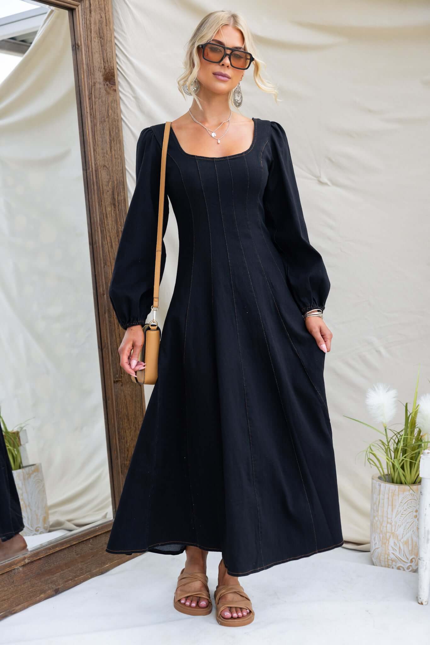 Yeva Denim Midi Dress - Image 2