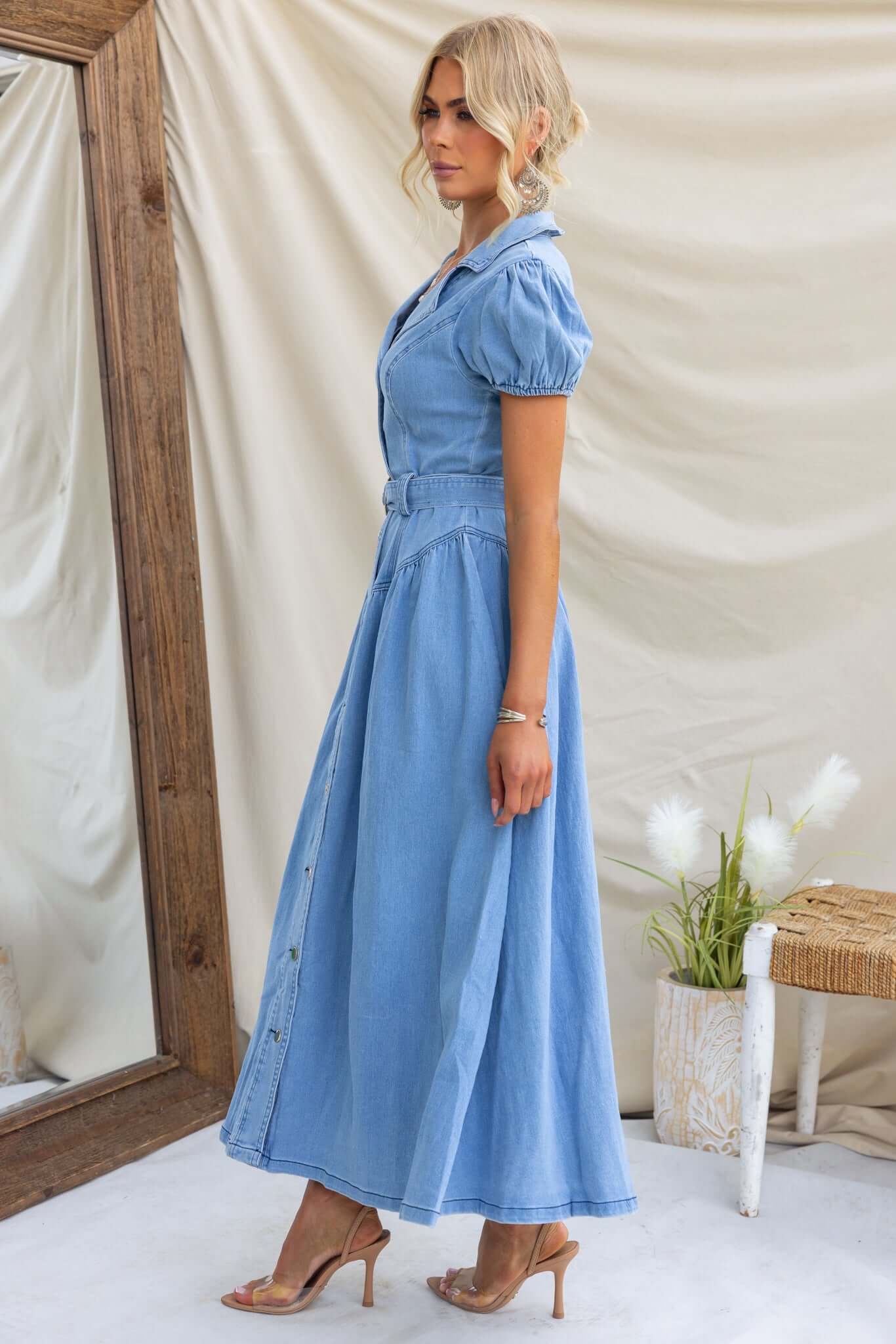 Zacha Denim Maxi Dress - Image 4