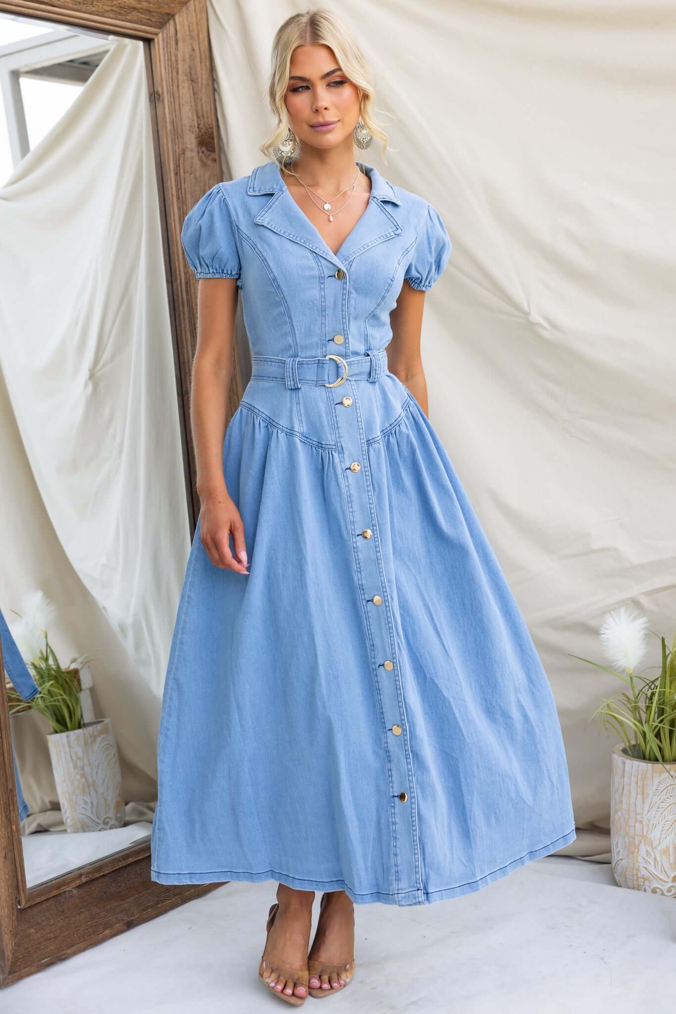 Zacha Denim Maxi Dress - Image 6